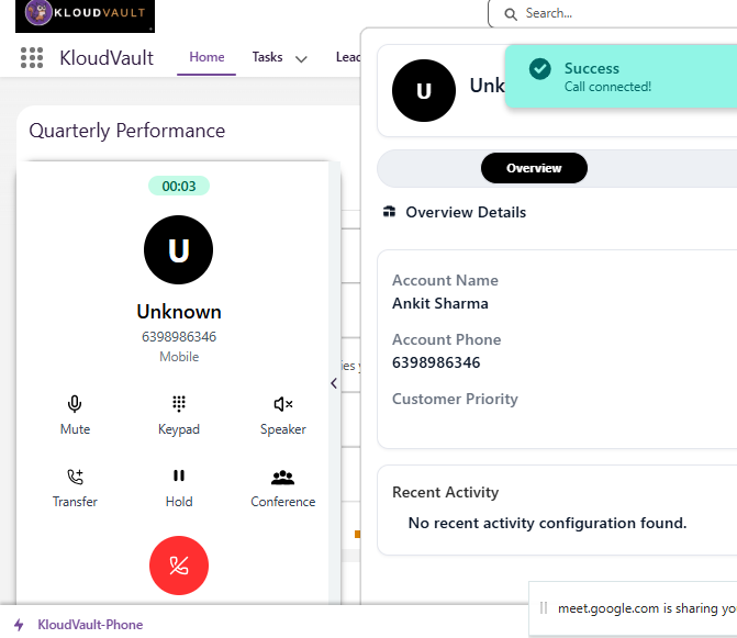 Outbound call process dashboard with screen pop intelligence